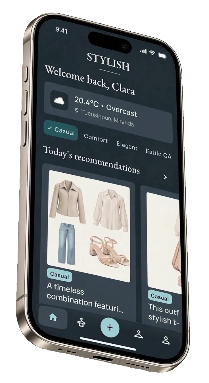 Teléfono con las recomendaciones de combinaciones de Stylish.